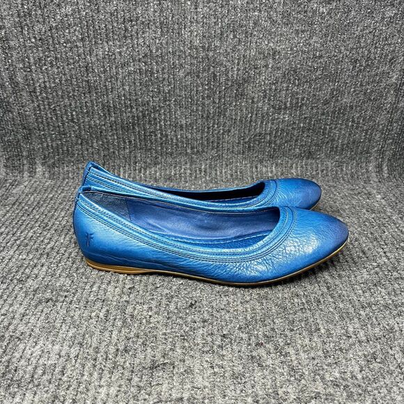 Frye Carson Ballet Flats Blue Leather Slip On Shoes Women’s 8.5 M - Picture 1 of 8
